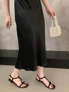 Niche Elegant Single Band Wedge <b>Sandals</b> Women Vintage square Toe Roman <b>Sandals</b> fairy Design Suitable for Summer Dress - Product Image 4