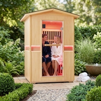 Cabine de sauna extérieure de luxe personnalisée de haute qualité pour 2-3 personnes, sauna infrarouge lointain, sauna de jardin, 2000W, faible EMF