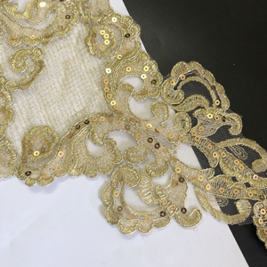 高級ゴールド刺繍スパンコールレースアップリケBodiceパッチブライダルパーティードレスLT2833A - Product Image 3