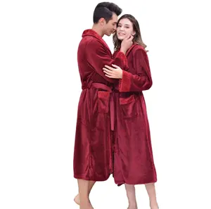 NANTEX House-peignoir doux et chaud en peluche pour femmes et hommes, 100% polyester avec ceinture