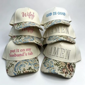 Casquettes de baseball personnalisées en gros à 5 panneaux bicolores avec fermeture snapback pour mariage - Product Image 1