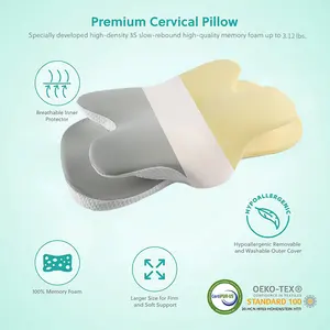 LIANDA P-101 Travesseiro de espuma de memória para cama, contorno ortopédico cervical com outra função, confortável para dormir