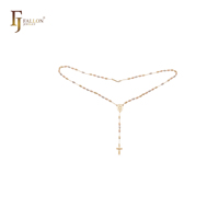 Collier chapelet catholique FJ Fallon Fashion Jewelry Vierge de Guadalupe italienne en or 14 carats – Échantillon disponible
