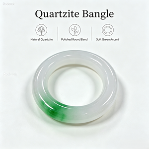 Brazalete de Cuarzo Natural Premium Tipo Hielo, Esmeralda Verde Birmana, Pulido a Mano, Estilo Chino Moderno, Regalo de Joyería - Product Image 1