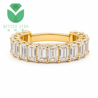 Bague Éternité Better Star en Or Jaune 14K 18K avec Diamant de Laboratoire Taille Émeraude Sertie Verticalement D VVS IGI Tendance pour Homme