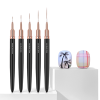 Pinceau professionnel pour nail art à manche noir avec poils en nylon de qualité supérieure, stylo de peinture pour liner, outils de manucure pour salon