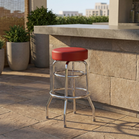 Tabouret de bar pivotant moderne en chrome avec dossier, structure métallique à double anneau, rotation à 360 degrés pour bar à domicile et usage commercial