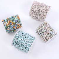 Chaîne de perles en acier inoxydable avec chaîne de perles en cristal cuboïde à facettes pour la fabrication de bijoux artisanaux bricolage
