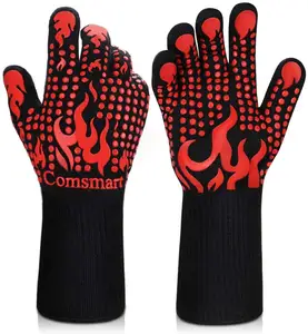 BBQ Grill Gloves Washable Long Silicone Oven Mitts Extreme Hot Proof Mittens for Kitchen Cooking Baking