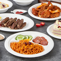 Assiette jetable biodégradable Warmpack 9 pouces en bagasse de canne à sucre à 3 compartiments pour service de repas événementiel