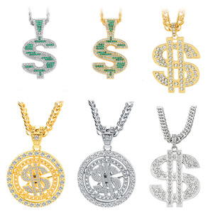 Colgante giratorio con símbolo de brújula, con diamantes y cuarzo rosa, de marca cubano-estadounidense de moda, estilo hip-hop, collar ajustable de aleación. - Product Image 6