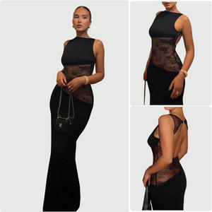 Top Formal Ajustado sin Mangas con Cuello Alto y Espalda Descubierta con Encaje y Patchwork FTS y Agente de Compras al por Mayor 1688 con Baja Comisión - Product Image 4