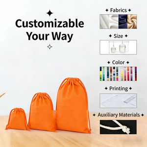 Sac à main en toile de coton recyclée avec logo personnalisé, double cordon, sac à poussière pour chaussures, sac à cordon, emballage de luxe pour bijoux - Product Image 1