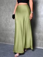 Nouvelle Collection 2026 – Jupes Midi Femme en Satin Noir Uni, Taille Haute, Respirantes, Décontractées et Élégantes pour le Printemps