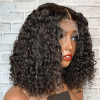 Wig Keriting Kinky 10a Rambut Asli Manusia 13x4 Lace Front Water Curly Bob Wig Rambut Virgin Brasil Wig Deep untuk Wanita Kulit Hitam