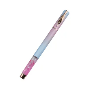 Caneta fonte de metal multicolorida, caneta fantasia de alta qualidade com glitter, presente para meninas, 2023