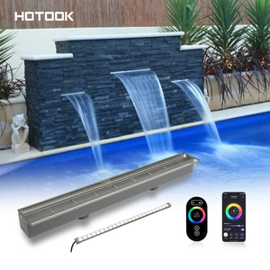 Déversoir de cascade de <span class=keywords><strong>piscine</strong></span> en acrylique avec télécommande RGB LED Strip Design moderne pour montage mural Watwe Descent - Product Image 1
