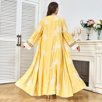 Nouveau Modeste D'été Modeste Brodé Robe À Paillettes Ensemble pour Moyen-Orient Musulman Femmes Longue Robe Abaya Robe Arabe Polyester Eid