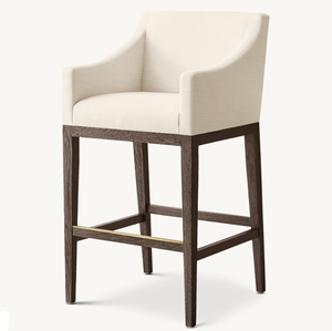 Taburete de Barra Contemporáneo RH OEM Morgan de Madera Maciza con Brazos Diagonales, Tapizado en Tela Ecológica, Diseño Duradero para Bares Domésticos y Comedores - Product Image 2