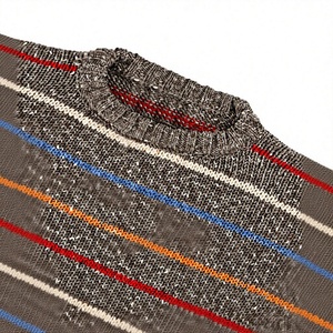 Pull en laine acrylique rayé pour homme, manches longues, tricot épais, vêtements d'automne 2027 - Product Image 5