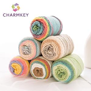 Toptan yaz cheesekek iplik % 45% pamuk 55% akrilik gökkuşağı karışımlı kek iplik pamuk tığ örgü için - Product Image 5