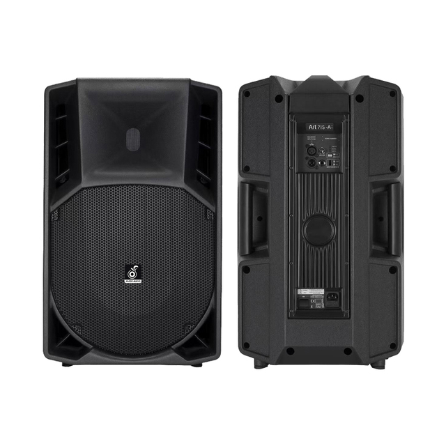 Stocking Stage Sound System Two Way 1400W 15inch Active Plastic Powered Bluetooth Speakers with Dsp Karaoke System OEM Available