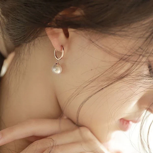 Joyería de acero inoxidable, Pendientes colgantes de perlas de aro de agua dulce barroco Natural Real - Product Image 2