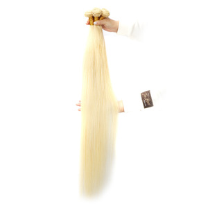 Fasci di capelli umani 11A lisci e setosi, <span class=keywords><strong>colore</strong></span> <span class=keywords><strong>biondo</strong></span> <span class=keywords><strong>chiaro</strong></span> 613, permanentabili, qualità professionale - Product Image 4