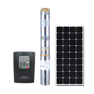 4 Zoll 3 PS AC DC Hybrid Edelstahl Solarenergie Tauch bohrloch Tiefbrunnen Wasserpumpen-Kit-System mit Solar panel