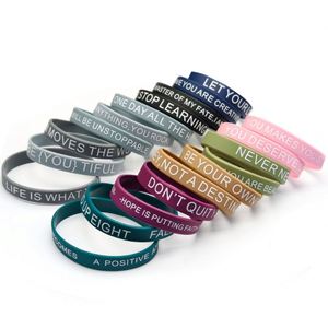 Bracelets en silicone avec citation inspirante, bracelets en caoutchouc colorés pour femmes, hommes, adolescents, cadeaux pour le bureau, les fêtes - Product Image 3