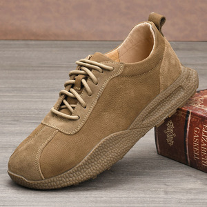 Men's Spring Autumn Genuine Cow Leather <b>Round</b> <b>Toe</b> Walking Shoes Rubber Outsole Breathable Low <b>Heel</b> Casual Comfortable Sneakers - Product Image 1