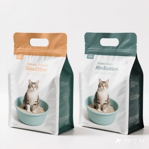 Custom Printed Biodegradable 5kg 10kg Flat Bottom Plastic <b>Cat</b> <b>Litter</b> Packaging Bag With Handle - Product Image 3