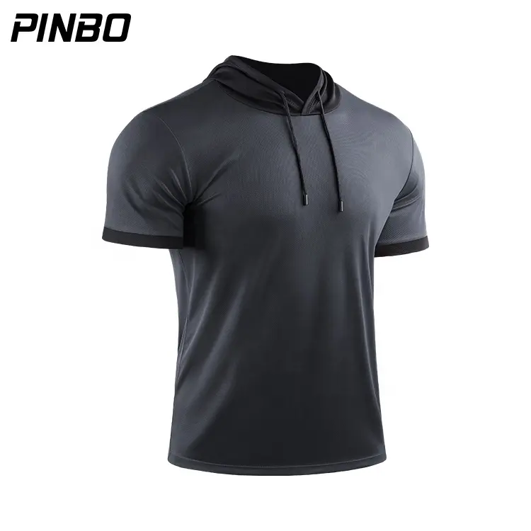New Style Men Workout Clothing Wicking Active Wear Quick Dry Men Custom Short Sleeve Hoodies