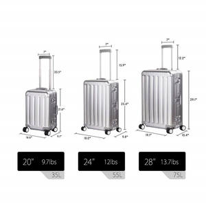 Equipaje de mano con marco de aluminio, equipaje sin cremallera de policarbonato con ruedas, Maleta de carcasa dura 4 esquinas de metal - Product Image 6