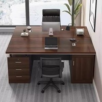 Escritorio de jefe en forma de L de lujo moderno, muebles modulares de madera para oficinas ejecutivas