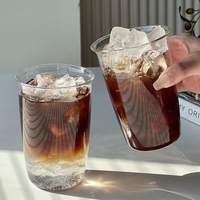 Gobelet à café glacé en verre borosilicate de 440 ml, style simple et transparent, sans BPA, compatible lave-vaisselle et micro-ondes, pour la maison et le café