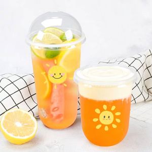 Wholesale clear pp Blister <b>Plastic</b> U Shape Dessert <b>Cup</b> PP Beverage Juice Bubble Tea <b>Cup</b> with Lids - Product Image 3