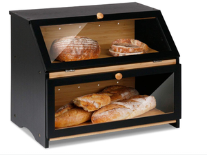 Boîte à pain en bois de style fermier haut de gamme, organisateur de comptoir et armoire de garde-manger avec bac à miettes, rangement pour pain fait maison, utilisation alimentaire - Product Image 2