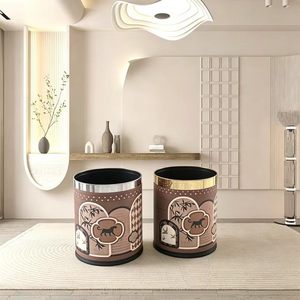 Cubo de Basura Cilíndrico de Estilo Vintage, 10L, Resistente al Agua, Control de Olores, Decoración para Interiores, Sala de Estar, Dormitorio - Product Image 3
