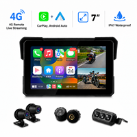 Écran de moto 7 pouces, positionnement à distance 4G, surveillance en temps réel, double caméra DVR, enregistrement en boucle, TPMS, CarPlay