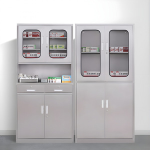 Botiquín de Acero Inoxidable de 2 Niveles con Puerta de Vidrio para Almacenamiento en Clínicas y Hospitales - Product Image 1