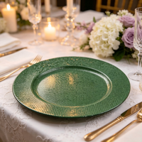 Assiettes de présentation géométriques Woju de 13 pouces en plastique argenté thermolaqué avec texture nid d'abeille pour la décoration de table de mariage