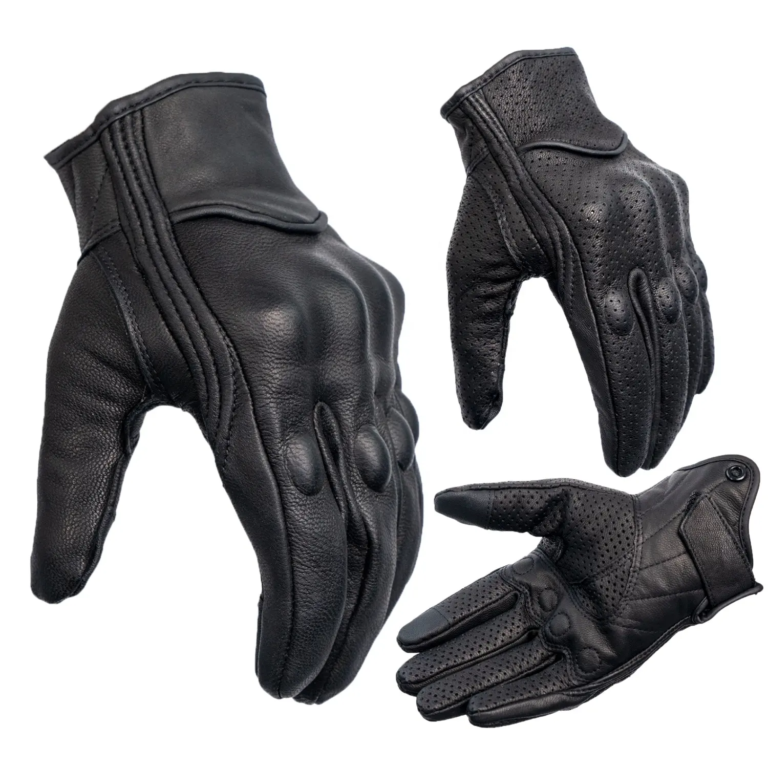 Piel de oveja genuina personalizada deportes al aire libre Motocross montar protección de pantalla táctil moto carreras cuero motocicleta guantes