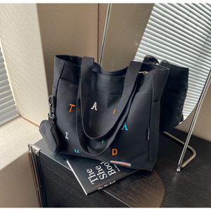 Sac de voyage personnalisé Offre Spéciale Ins sac fourre-tout d'épicerie en toile à la mode avec sangle unique sac à provisions en coton de style coréen de haute qualité - Product Image 5
