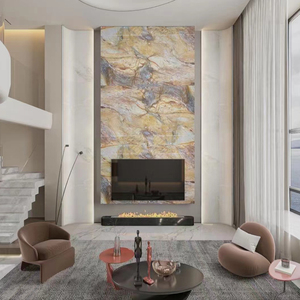 Quartzite naturel poli, grande dalle moderne pour villa, épaisseur 18 mm, Colbri Rubi, pour décoration intérieure et comptoirs en quartzite. - Product Image 4