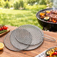 Grille de barbecue ronde légère en acier inoxydable à poignée unique, prix fabricant, personnalisable, pour camping, randonnée, extérieur