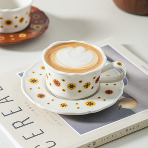 Retro Floral Ceramic Coffee <b>Cup</b> And Saucer <b>Set</b> For Afternoon <b>Tea</b> Home Use - Product Image 3