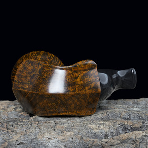Muxiang Briarwood Pipe Free Type Handmade Tobacco Pipe With Bark Gold Glossy Surface For Men Smoking Accessory - Product Image 4