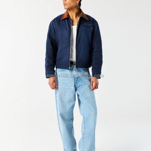Custom Streetwear High Quality Zipper Work <b>Jacket</b> Boxy Cropped Vintage Blank Leather Lapel Workwear Duck <b>Canvas</b> <b>Jackets</b> <b>Men</b> - Product Image 3