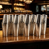 Shaker à cocktails en acier inoxydable argenté gravé avec logo personnalisé, design moderne, durable, écologique, capacité de 850 ml, carafe de mélange, cadeau